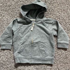 Jumping Bean, lightweight gray zip up hoodie with gold glitter, 12 month